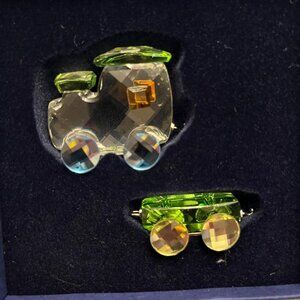 Swarovski Crystal Figurine, Tim the Train, 2 pc set